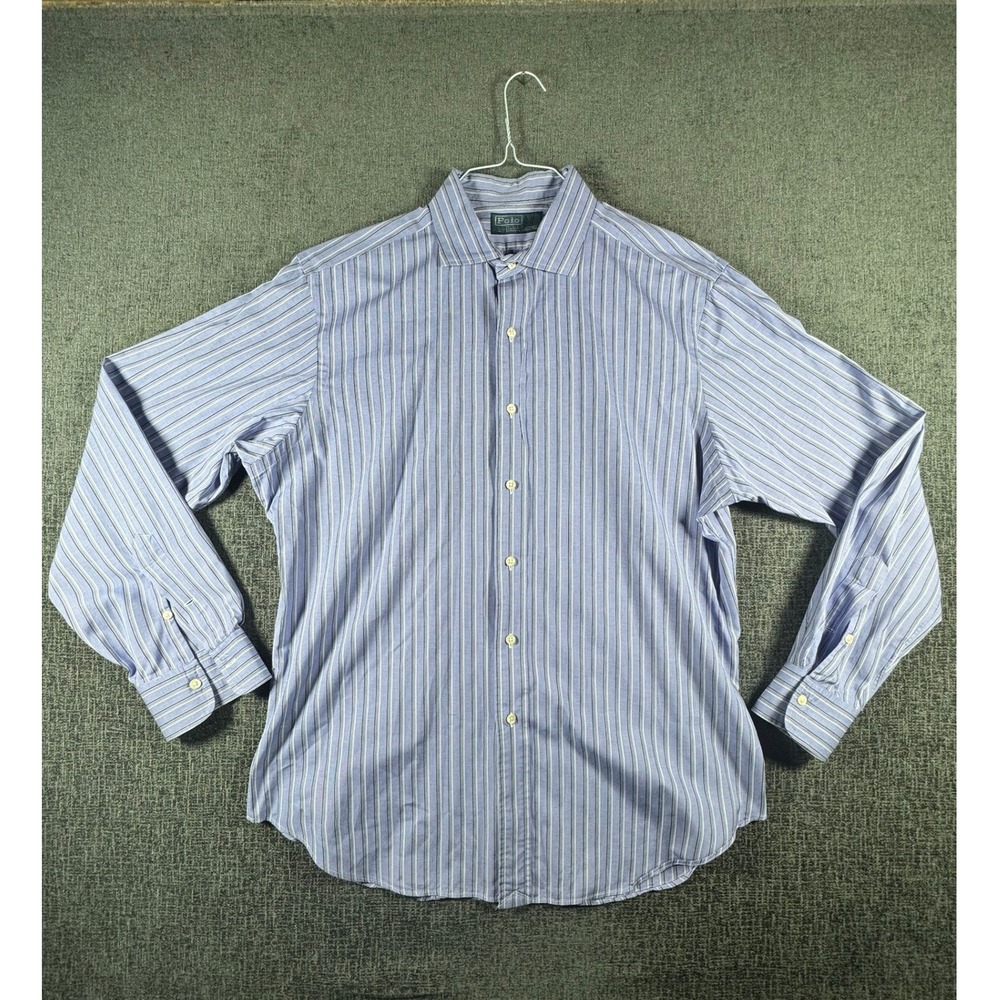 Polo Ralph Lauren Mens Large Blue Striped Long Sleeve Button Downβ Dress Shirt